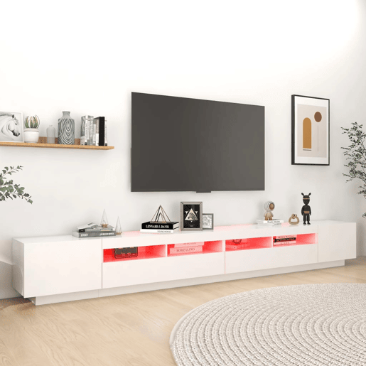 Móvel de TV - Modulo de TV - Armário de TV com luzes LED 300x35x40 cm branco