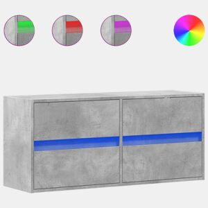 Móvel de parede p TV - Armário de TV c luzes LED 100x31x45cm cinzento cimento