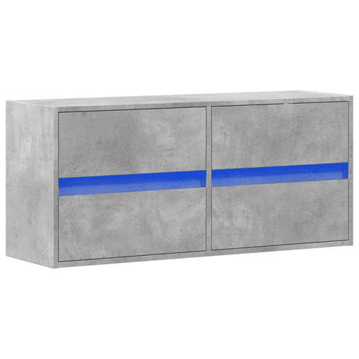 Móvel de parede p TV - Armário de TV c luzes LED 100x31x45cm cinzento cimento