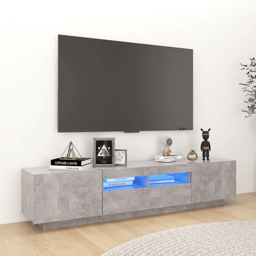 Móvel de TV - Modulo de TV - Armário de TV com luzes LED 180x35x40 cm cinzento cimento