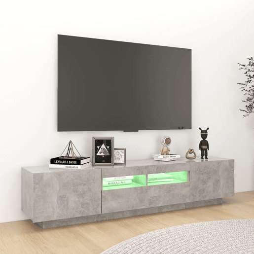 Móvel de TV - Modulo de TV - Armário de TV com luzes LED 180x35x40 cm cinzento cimento