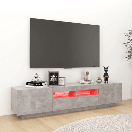 Móvel de TV - Modulo de TV - Armário de TV com luzes LED 180x35x40 cm cinzento cimento