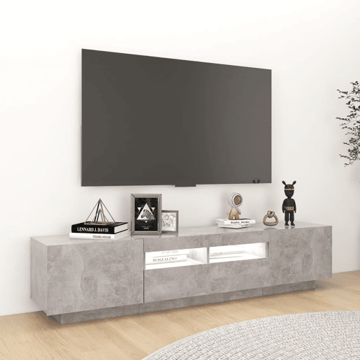 Móvel de TV - Modulo de TV - Armário de TV com luzes LED 180x35x40 cm cinzento cimento