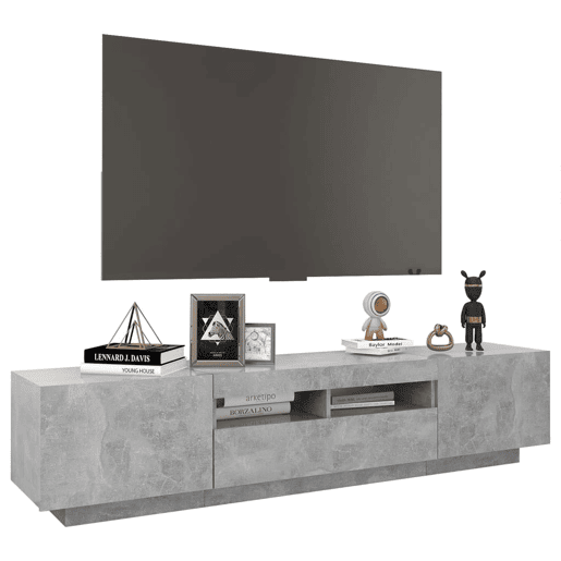 Móvel de TV - Modulo de TV - Armário de TV com luzes LED 180x35x40 cm cinzento cimento