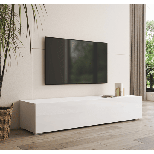 Móvel TV Sala de estar e jantar Branco 160x40x32 1 porta Nora H2 Muebles Bonitos