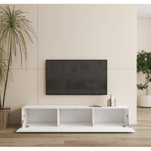 Móvel TV Sala de estar e jantar Branco 160x40x32 1 porta Nora H2 Muebles Bonitos