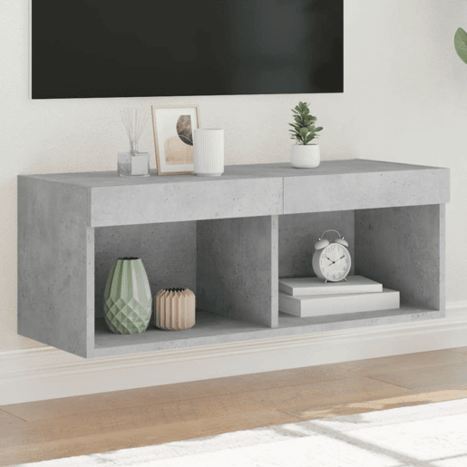 Móvel de TV - Modulo de TV - Armário de TV com luzes LED 80x30x30 cm cinzento cimento