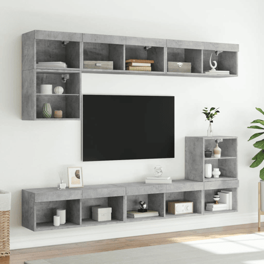 Móvel de TV - Modulo de TV - Armário de TV com luzes LED 80x30x30 cm cinzento cimento