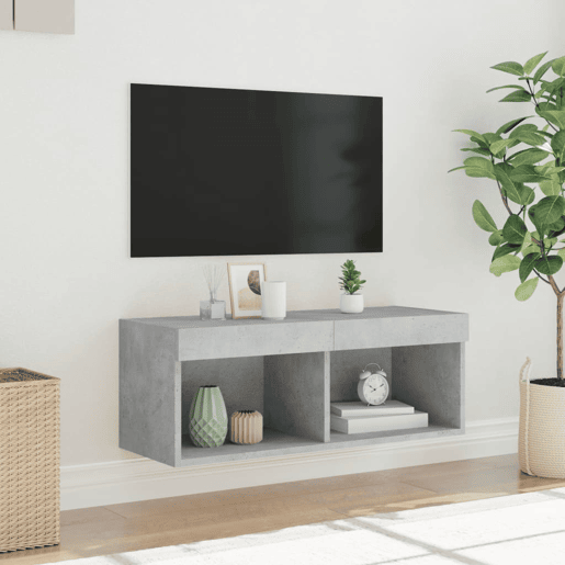 Móvel de TV - Modulo de TV - Armário de TV com luzes LED 80x30x30 cm cinzento cimento