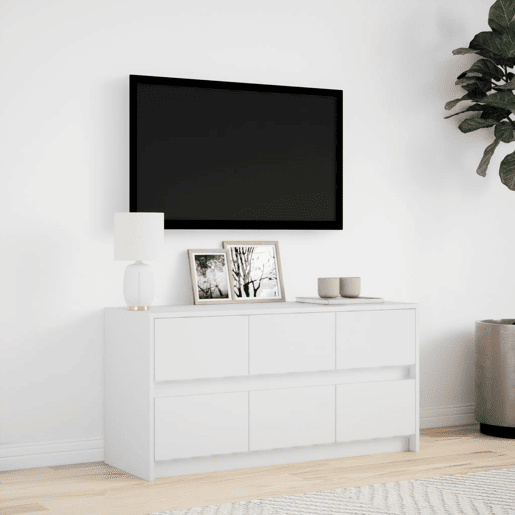 Móvel de TV - Modulo de TV - Armário de TV com luzes LED derivados de madeira branco