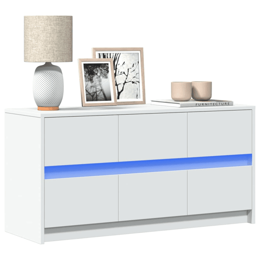 Móvel de TV - Modulo de TV - Armário de TV com luzes LED derivados de madeira branco