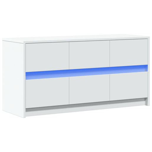 Móvel de TV - Modulo de TV - Armário de TV com luzes LED derivados de madeira branco