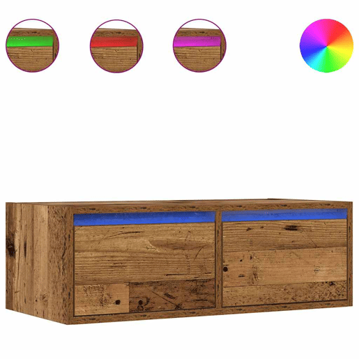 Móvel de TV - Modulo de TV - Armário de TV com luzes LED 75x35,5x25 cm madeira velha