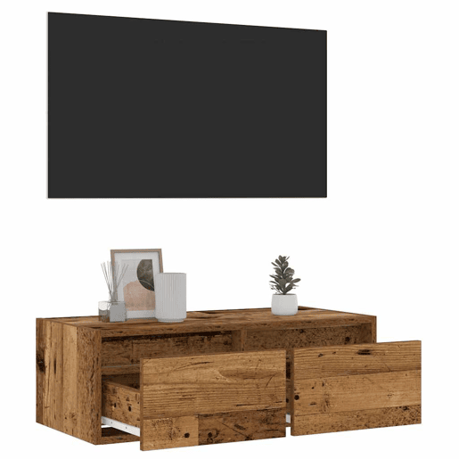Móvel de TV - Modulo de TV - Armário de TV com luzes LED 75x35,5x25 cm madeira velha