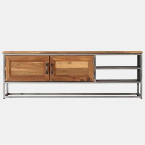 Móvel de TV - Modulo de TV - Armário de TV em teca reciclada e aço 120x30x40 cm