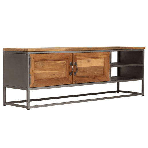Móvel de TV - Modulo de TV - Armário de TV em teca reciclada e aço 120x30x40 cm Móvel de TV - Modulo de TV - Armário de TV em teca reciclada e aço 120x30x40 cm