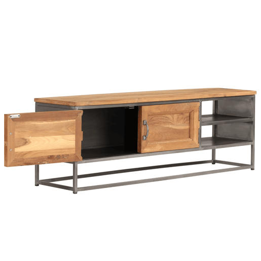Móvel de TV - Modulo de TV - Armário de TV em teca reciclada e aço 120x30x40 cm Móvel de TV - Modulo de TV - Armário de TV em teca reciclada e aço 120x30x40 cm