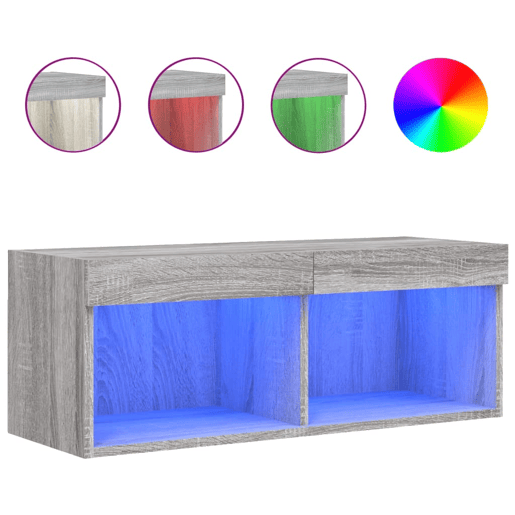Móvel de TV - Modulo de TV - Armário de TV com luzes LED 80x30x30 cm cinzento sonoma