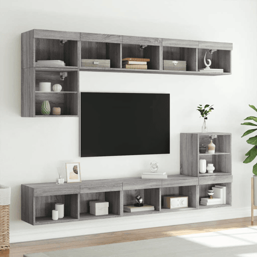 Móvel de TV - Modulo de TV - Armário de TV com luzes LED 80x30x30 cm cinzento sonoma