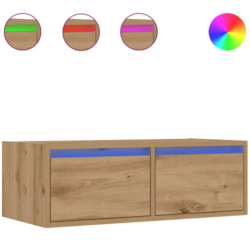 Móvel de TV - Modulo de TV - Armário de TV com luzes LED 75x35,5x25 cm carvalho artisiano