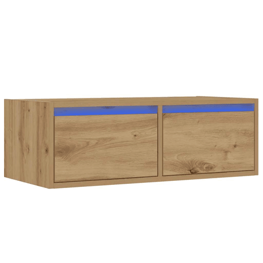 Móvel de TV - Modulo de TV - Armário de TV com luzes LED 75x35,5x25 cm carvalho artisiano