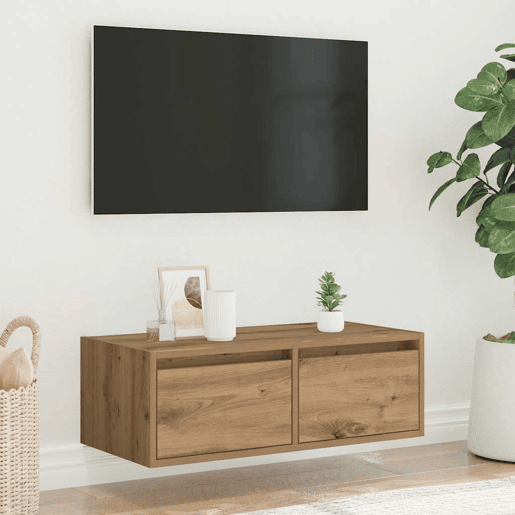 Móvel de TV - Modulo de TV - Armário de TV com luzes LED 75x35,5x25 cm carvalho artisiano