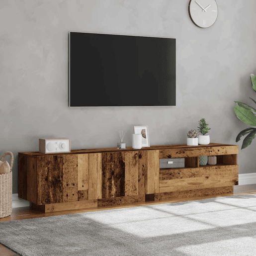 Móvel de TV - Modulo de TV - Armário de TV com luzes LED derivados de madeira madeira velha