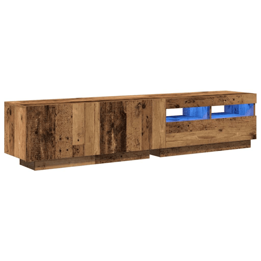 Móvel de TV - Modulo de TV - Armário de TV com luzes LED derivados de madeira madeira velha