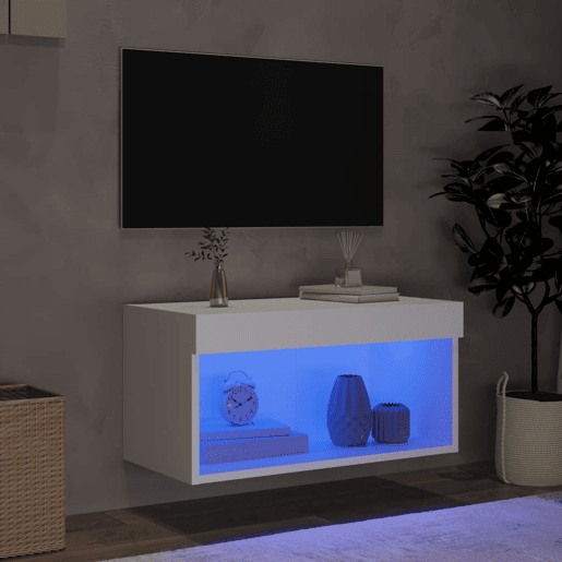 Móvel de TV - Modulo de TV - Armário de TV com luzes LED 60x30x30 cm branco