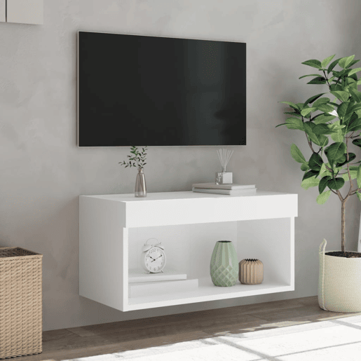 Móvel de TV - Modulo de TV - Armário de TV com luzes LED 60x30x30 cm branco