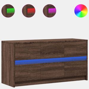 Móvel de TV - Modulo de TV - Armário de TV com luzes LED derivados madeira carvalho castanho