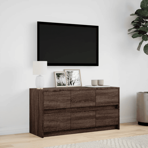 Móvel de TV - Modulo de TV - Armário de TV com luzes LED derivados madeira carvalho castanho