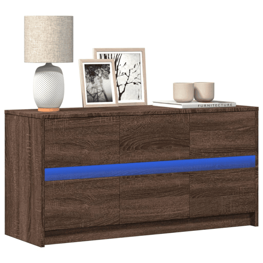 Móvel de TV - Modulo de TV - Armário de TV com luzes LED derivados madeira carvalho castanho