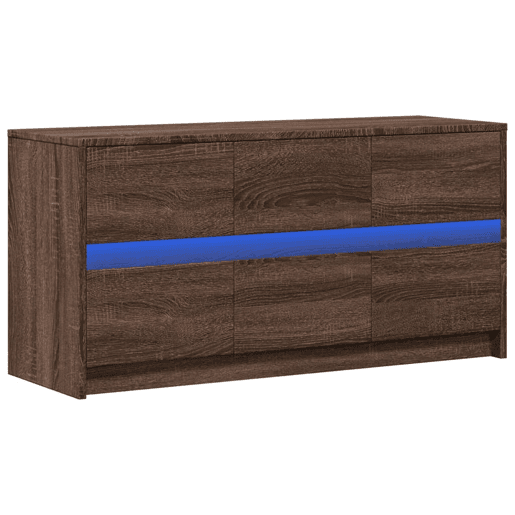 Móvel de TV - Modulo de TV - Armário de TV com luzes LED derivados madeira carvalho castanho