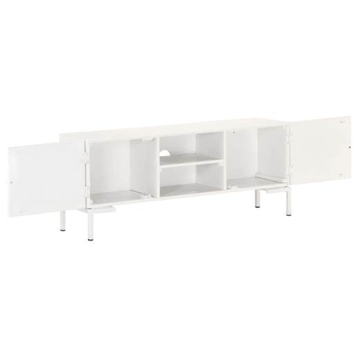 Móvel de TV - Modulo de TV - Armário de TV 115x30x46 cm madeira de mangueira maciça branco