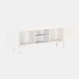 Móvel de TV - Modulo de TV - Armário de TV 115x30x46 cm madeira de mangueira maciça branco