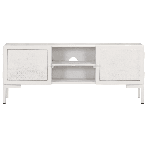 Móvel de TV - Modulo de TV - Armário de TV 115x30x46 cm madeira de mangueira maciça branco