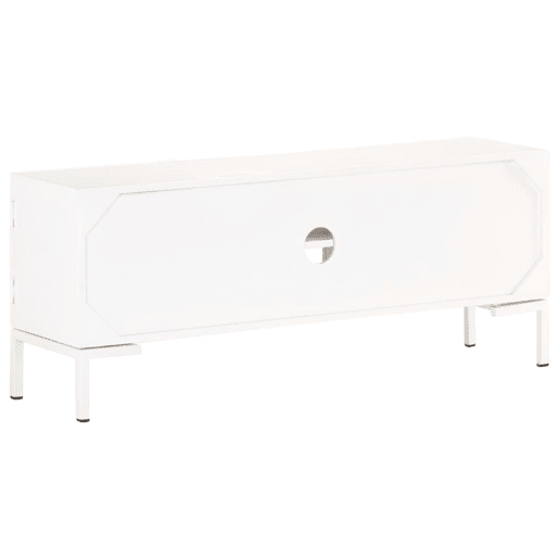 Móvel de TV - Modulo de TV - Armário de TV 115x30x46 cm madeira de mangueira maciça branco