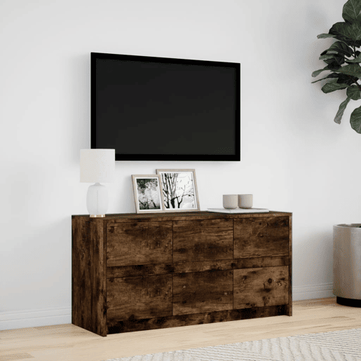 Móvel de TV - Modulo de TV - Armário de TV com luzes LED derivados de madeira carvalho fumado