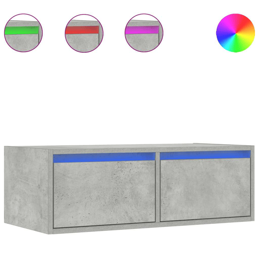 Móvel de TV - Modulo de TV - Armário de TV com luzes LED 75x35,5x25 cm cinzento cimento