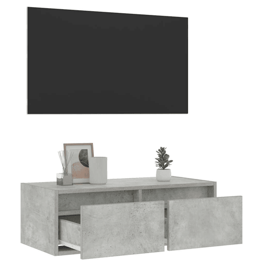 Móvel de TV - Modulo de TV - Armário de TV com luzes LED 75x35,5x25 cm cinzento cimento