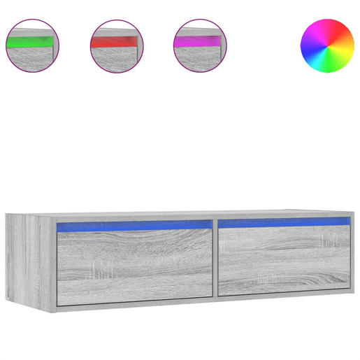 Móvel de TV - Modulo de TV - Armário de TV com luzes LED 100X35,5x25 cm sonoma cinza