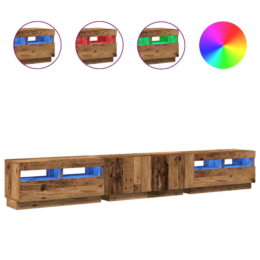 Móvel de TV - Modulo de TV - Armário de TV com luzes LED derivados de madeira madeira velha