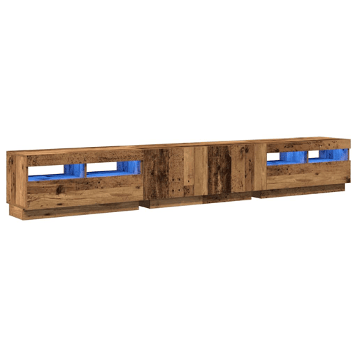 Móvel de TV - Modulo de TV - Armário de TV com luzes LED derivados de madeira madeira velha