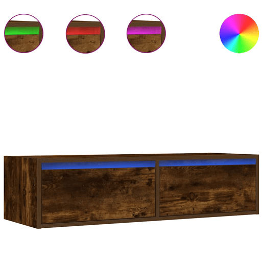 Móvel de TV - Modulo de TV - Armário de TV com luzes LED 100X35,5x25 cm carvalho fumado
