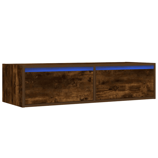 Móvel de TV - Modulo de TV - Armário de TV com luzes LED 100X35,5x25 cm carvalho fumado