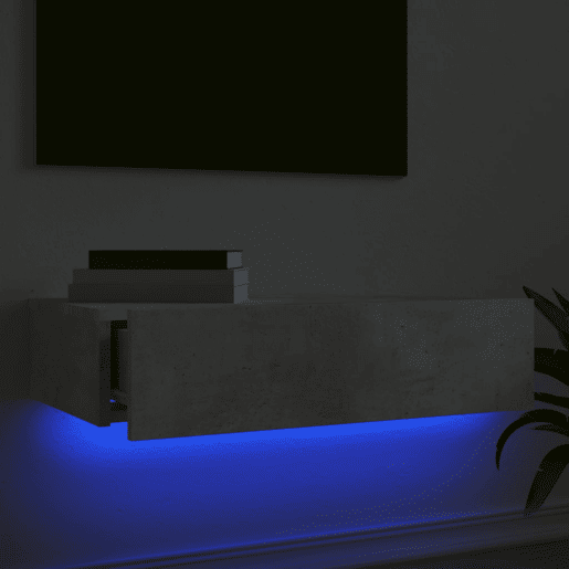 Móvel de TV - Modulo de TV - Armário de TV com luzes LED 60x35x15,5 cm cinzento cimento