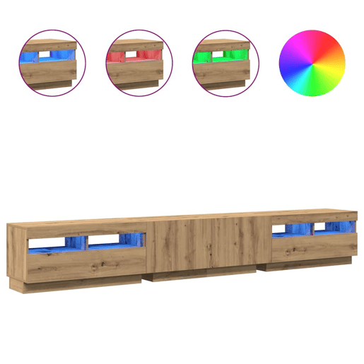 Móvel de TV - Modulo de TV - Armário de TV com luzes LED derivados madeira carvalho artisiano