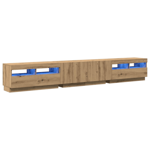 Móvel de TV - Modulo de TV - Armário de TV com luzes LED derivados madeira carvalho artisiano