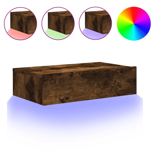 Móvel de TV - Modulo de TV - Armário de TV com luzes LED 60x35x15,5 cm carvalho fumado